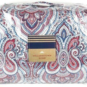 NWT Williamstown Paisley cotton Queen Quilt red white blue Americana boho